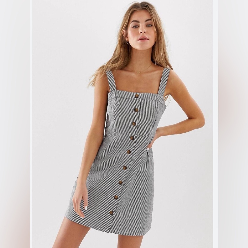 Hollister Button-Down Pinstripe Linen Sun Dress